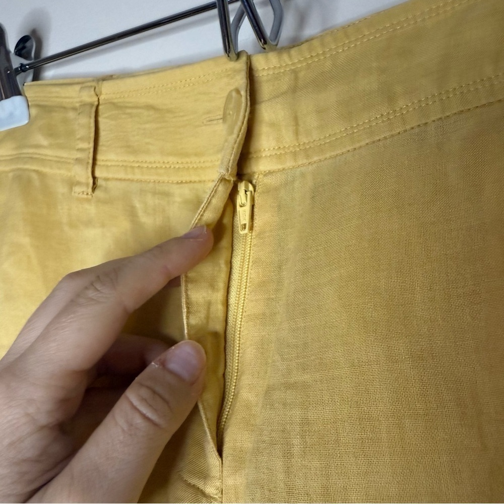 VTG ALLISON TAYLOR 100% Linen Buttercup Yellow Capri Pants - Picture 3 of 5